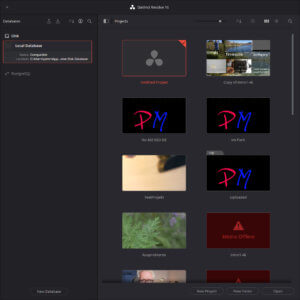 Projects in Da Vinci Resolve