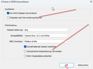 Saving storage space by converting to DNG?