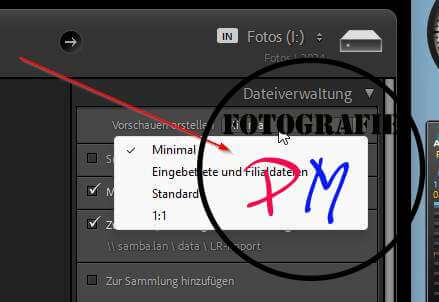Lightroom Classic Vorschaudateien einrichten und vielleicht auch sichern?